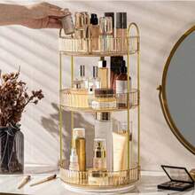 Organizator de machiaj transparent rotativ la 360° - Suport detașabil pentru sticle înalte, capacitate mare, rezistent la sarcină, potrivit pentru toaleta din baie, poate depozita produse de îngrijire a pielii și parfumuri - Multicolor - Vizualizare 2