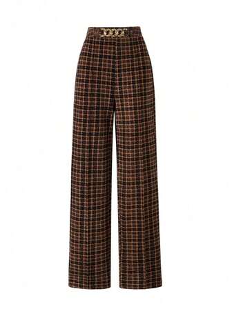  Spodnie damskie EARO w dużych rozmiarach, dzianinowe w kratę, modne, luźne, ze ściągaczem w pasie, uniwersalne, eleganckie, nowe, swobodne, luźne, modne, do codziennego użytku, z elastyczną talią, jesienno-zimowe