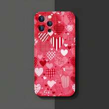 1PC Phone Case,  Heart Pattern Print Design Red , Stylish Phone Case, Phone Decoration, All-around Lens Protection, Creative Small Gift, Funny Gift for Boys and Girls - ブラック - チェックする 3