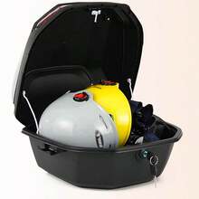 Motorradkoffer, Topcase für Roller, Topcase Motorrad mit Sperren, Wasserdicht und staubdicht, Wasserdicht Helmkoffer für Roller Motorrad Scooter Mofa, Schwarz - Schwarz - Übersicht 2