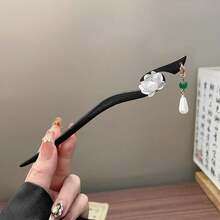 1支复古莲花檀木发簪，中式流苏发夹，优雅日常发饰，送给女友或闺蜜的礼物，头部饰品，女士发饰 - 多色2 - 查看 15