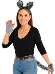 Bộ 3 món phụ kiện hóa trang sói xám dễ thương bao gồm băng đô tai sói, găng tay và đuôi, thích hợp cho hóa trang Halloween, tiệc theo chủ đề, trò chơi nhập vai, lễ Phục sinh, lễ hội Carnival, Giáng sinh, Ngày lễ tình nhân và trang trí sân khấu. - Nhiều màu - Xem 4