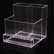 1pc Shmian Nail Drill Bit Storage Box, Pink Transparent Nail Art Display Case, Acrylic Cosmetic Organizer, Nail Art Tool Display Rack - Multicolor - View 6