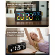 Projection Clock - White Casing, Mirrored Surface, White Lettering - View 7