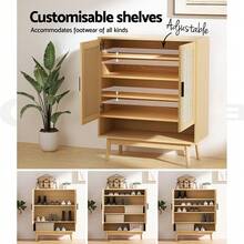 Artiss Shoe Rack Cabinet Rattan 5-Tier 20 Pairs Dani - Apricot - View 6