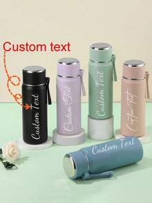 Customized Logo Double-Wall Vacuum Insulated Water Bottle, Personalized Name Label Vacuum Insulated Tumbler, Customized Insulated Cup, Personalized Unisex Double-Wall Stainless Steel Vacuum Travel Mug, Long-Lasting Insulation - Multicolor - View 1