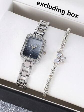 2 st/set Modernt, mångsidigt, lyxigt, stjärnklart, elegant kvartsur med strass, presentset, mors dag-present