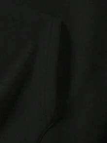 Sudadera con capucha negra con ilustración de dibujos animados - Pájaro rosa grande con vientre blanco, patas amarillas, pico rojo y pequeño personaje amarillo, cuerda blanca (tipo paraguas) a la derecha - Diseño simple y alegre, estampado colorido para hombres, mujeres y niños - Negro - Ver 3