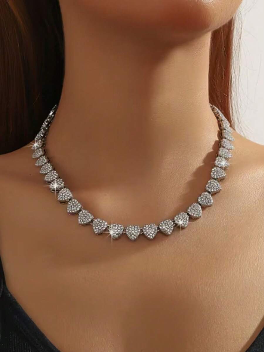 1pc Women's Formal Occasion Necklace Choker - Love Silver - View 1
