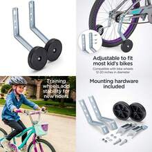 Schwinn - Ruedas de Entrenamiento para Bicicletas de 12 a 20 Pulgadas, Incluye Accesorios de Montaje, Soportes de Acero Ajustables, Desmontables, Divertidas calcomanías Adhesivas, fáciles de Instalar(Estrellas y flores) - Multicolor - Ver 1