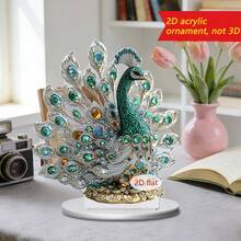 1/3pcs Crystal Lotus Lantern & Peacock Acrylic Desktop Decor, Multifunctional Ornament For Home, Dorm, Office, Also Suitable As Islamic Festival Gift - Multicolor - View 5