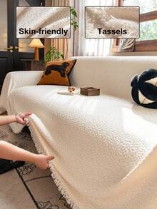 1pc Chenille Jacquard Sofa Cover, Sofa Throw, Sofa Protector, Style: Pet Protection, Anti-Slip, Dust-Proof Sofa Cover, Suitable For All Seasons, Fit For L-Shaped Sofa And 1/2/3/4 Seater Sofa (Sold Separately) - Beige - View 3