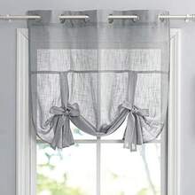 PONY DANCE - Cortinas de baño para Ventana – Juego de Cortinas Transparentes para Ventanas pequeñas, Filtro de luz Ajustable con Ojales en la Parte Superior, persianas Romanas, Ancho 42 x Largo 45(107An x 137Al cm Gris Oscuro) - Multicolor - Ver 2