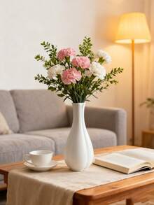 1pc Simple Black & White Textured Plastic Vase, Modern Style Flower Vase For Living Room, Bedroom, Desk Decor, Artificial/Real Flower Arrangement, Lightweight Luxury Floral Decor, Ideal For Home, Rental Apartment, Boutique Hotel Decoration