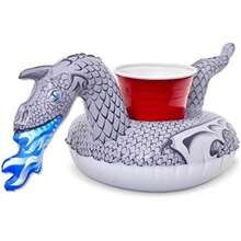 GoFloats - Portabebidas inflables para Piscina y Tina de hidromasaje (3 Unidades) (Elija – Unicornio, Flamenco, Palmera y más)(Dragón de Hielo) - Multicolor - Ver 3