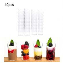 20/40个装圆柱形斜边派对甜点杯，透明甜点杯 - 防漏、可重复使用、可堆叠，适用于婚礼、派对、活动、聚会、餐厅、新年、情人节等场合 | 甜点杯、慕斯杯 - - - 查看 9
