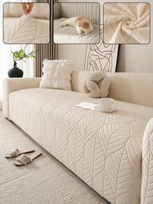 1pc Modern Minimalist Large Leaf Pattern Jacquard Sofa Cover, Full Coverage Pet-Friendly Seat Cushion Slipcover, Fits 1-5 Seat Sofa, Machine Washable, Suitable For All Seasons - Multicolor - View 4