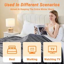 Manta Elctrica Trmica, Franela Suave 50 inchx60 inch Manta Trmica con 8 Horas de Apagado Automtico 10 Niveles de Calentamiento Rpido Lavable a Mquina Manta Trmica Sherpa con Proteccin - Gris + Manta (50" x 60") - Ver 6