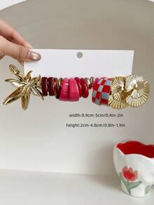 5-20 Pairs Random New Water Drop Flower Heart Diverse Geometric Old Money Style Retro Street Y2K Acrylic Exaggerated Fashion Boutique Earrings Set Combination For Women Mother's Day Valentine's Day Christmas Daily Wear - Multicolor - View 3