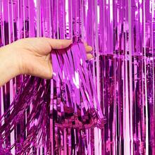 ستارة مطر وردية 1 قطعة، ديكور خلفية الحفلات، ديكورات التخرج، شرابات، عيد الميلاد، الزفاف، ديكور ذكرى عيد ميلاد المرأة العزباء، ستائر حرير المطر للبالغين، خلفية حفلة عيد الميلاد، ستائر جدارية من الألمنيوم اللامع مع شرابات