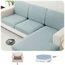 1pc Solid Color Silky Elastic Sofa Cushion Cover, Modern Minimalist Design, Suitable For All Seasons - Light Grey - View 19