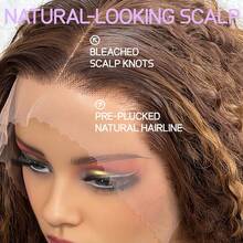 Peluca frontal de encaje completo con ondas profundas y rizos dorados, lista para usar y salir, para mujeres - S4/27 - Ver 8