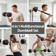 Everfit 20kg Adjustable Dumbbell Barbell Set Weight Plates Home Workout - Red - View 4
