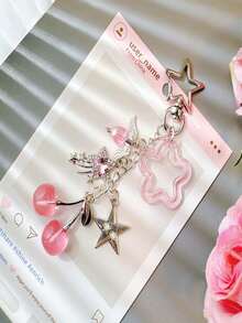 1个镶钻闪亮樱桃钥匙扣，时尚百搭可爱包包配饰 - 彩色 - 查看 13