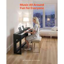 Weighted Digital Piano, 88 Keys Fully Weighted, Electric Piano Keyboard With Furniture Stand, Power Adapter, Triple Pedal, Record Function, 280 Tones, Wireless Connection, For Beginners, Black - Xem 8