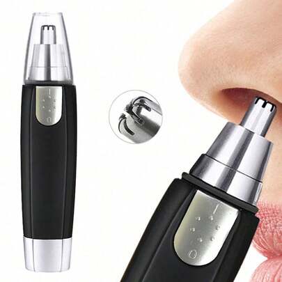 男女通用防水鼻毛修剪器 - 双刀片和静音马达，无痛去除耳毛和面部毛发