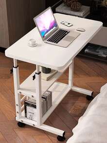 Super life 1 pieza Mesa portátil con ruedas para laptop - Mesa lateral móvil ajustable en altura con ruedas, mesa en forma de C de 23.7"/31.5" para cama, sofá, sillón, oficina en casa - Ruedas con
