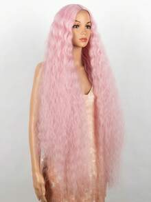 42英寸超长合成蕾丝前假发，波浪卷发，黑金渐变蓝，长卷曲，蓬松波浪，130%密度，女士款 - 彩色 - 查看 8