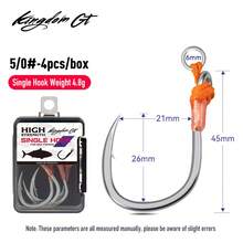 KINGDOM 4pcs High-Strength Carbon Steel Fishing Hooks, 3/0# 4/0# 5/0# 6/0# Corrosion-Resistant, Designed Specifically For Sea Fishing, Double-Strand Kevlar Line, High Tensile Strength - Multicolor - View 14