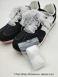 1双120厘米白色镂空蝴蝶结鞋带,小众韩风鞋履装饰配件,适用于运动鞋、休闲鞋、平底鞋、帆布鞋、婚鞋,男女通用,适合夏季、新年、情人节等场合。 - 白色 - 查看 15