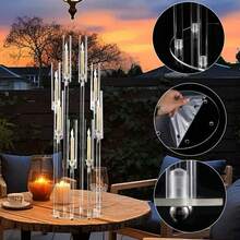 Vincidern 10Pcs 38.5inch Floor Candelabra Wedding Centerpieces For Table ,8Arm Clear Candlestick Holders With Acrylic Lampshade For Home Decor Birthday Anniversary Party Christmas Halloween Decoration,(Fit 0.8" Led Candles) - 透明(10張) - 查看 8