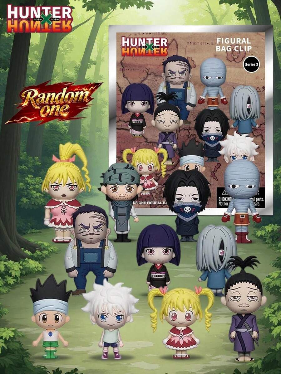Viz Media 1 PIEZA Figura de anime 3D de Hunter X Hunter con licencia oficial, bolsa ciega con un llavero aleatorio de Gon, Killua, Kurapika, Leorio, Hisoka o Chrollo. Figuras de anime detalladas y coleccionables, perfectas como decoración de mochila o relleno de calcetines. Regalo perfecto de Navidad para amigos y fans del anime. - Multicolor - Ver 1
