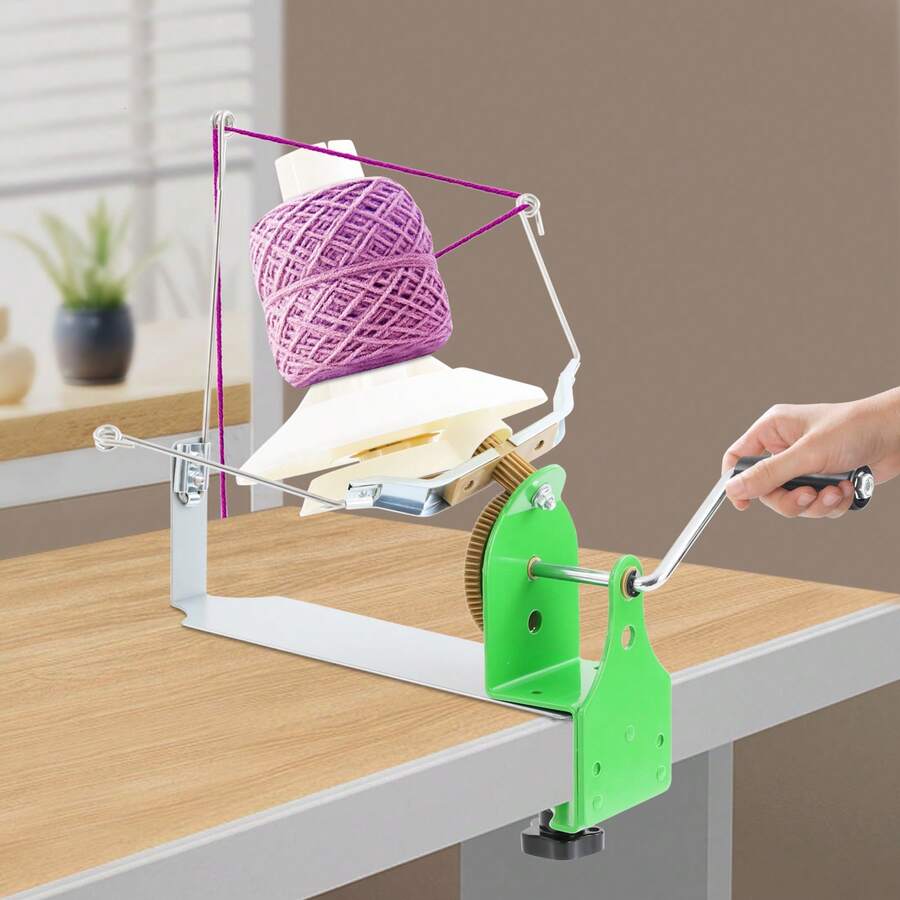 WOBENFOG Large Capacity Yarn Winder, Hand Operated With Easy Clamp-On Base, Metal Yarn Ball Winder, Fiber/Wool/String Ball Winder, For Crocheting - Silver - View 1