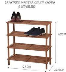 Nakloe - Zapateros - 2, 3 y 4 escalones - Zapateros para guardar zapatos - Zapatero entrada recibidor - Zapatero para guardar zapatos - Organizador de zapatos - Color caoba - Ver 2