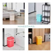 Ninestars DZT-12 – 5 Dormitorio o baño automático sin contacto con sensor de movimiento por infrarrojos, 11.4 l, base de acero inoxidable (rectángulo, tapa negra) - rosa - Ver 7