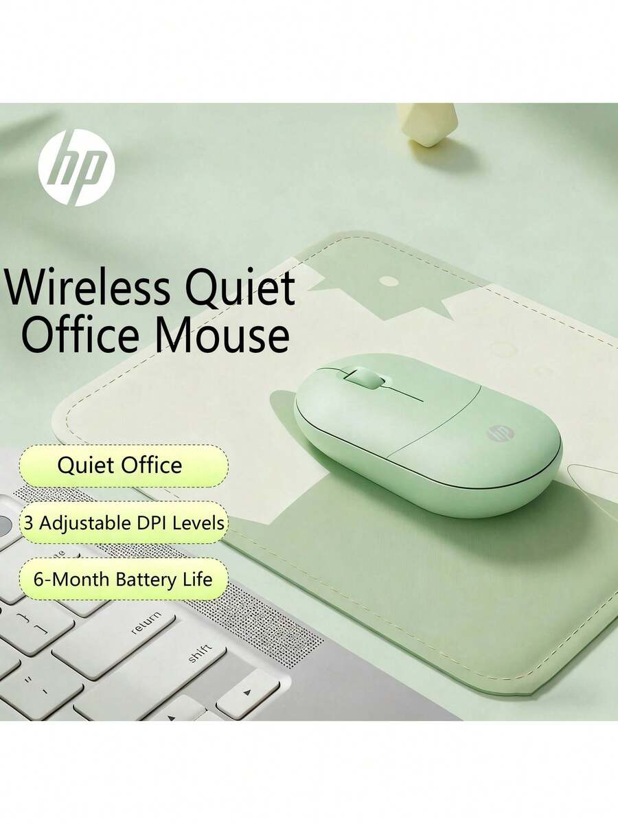 HP M251SE Wireless Office Mouse: Stable 2.4G Transmission, Lightweight 80g Design, Easy-To-Replace Battery, Compatible With Laptops And Desktops. - Lake Green - View 1