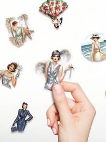 50pcs Vintage Women Themed Sticker Set, Non-Repeating, Exquisite Vinyl Material 2D Removable Stickers, No Residue, Suitable For Classroom Rewards, Holiday Gifts, Parties, Home Decor, Birthday Presents, Can Be Used On Laptops, Cars, Luggage, Scooters, Notebooks, Cups, Tablets, Notebooks, Water Bottles, Phone Cases, Etc. High-Resolution Printing, Vibrant Colors, Fun Gift For Students, Teenagers, And Office Workers. - Vintage Lady - View 5