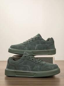 Women's Casual Low-Top Sneakers, Comfortable, Fashionable, Breathable, Soft Sole, Lightweight, Daily Wear, Skate Shoes - Army Green - View 6