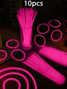 50/100支装 8英寸粉色荧光棒，高品质超亮荧光棒，发光艺术棒，灯光装饰，夜光效果，持续发光8-12小时，为派对增添光彩，可用于制作手链、项链、霓虹灯、婚礼派对荧光棒，发光效果更鲜艳 - 粉色 - 查看 9
