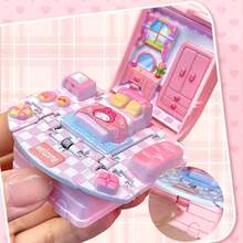 Llaveros 3D pop-up de Sanrio, con adorables escenas de dormitorio en miniatura de My Melody y Kuromi - Llaveros plegables de PVC con diseños de dibujos animados vibrantes, ideales como decoraciones y regalos navideños - Multicolor - Ver 2