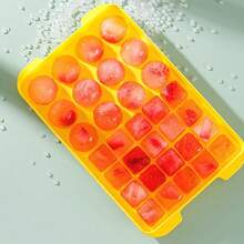 1pc Ice Lattice Round Square Ice Lattice Silicone Ice Lattice With Lid Ice Cube Box To Make Ice Mold - Yellow - View 5
