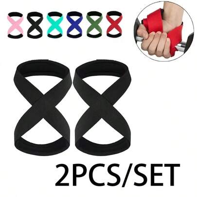 2PCS Padded Figure 8 Straps Deadlift Weight Lifting Wrist Straps Power Lifters Workout Pull-Ups Horizontal Bar Gym Fitness