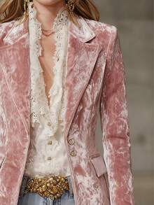 1pc Women's Fashionable Single-Breasted Blazer Jacket, Suitable For Daily Commute, Gatherings, And Parties, With Lining - Pink - View 5