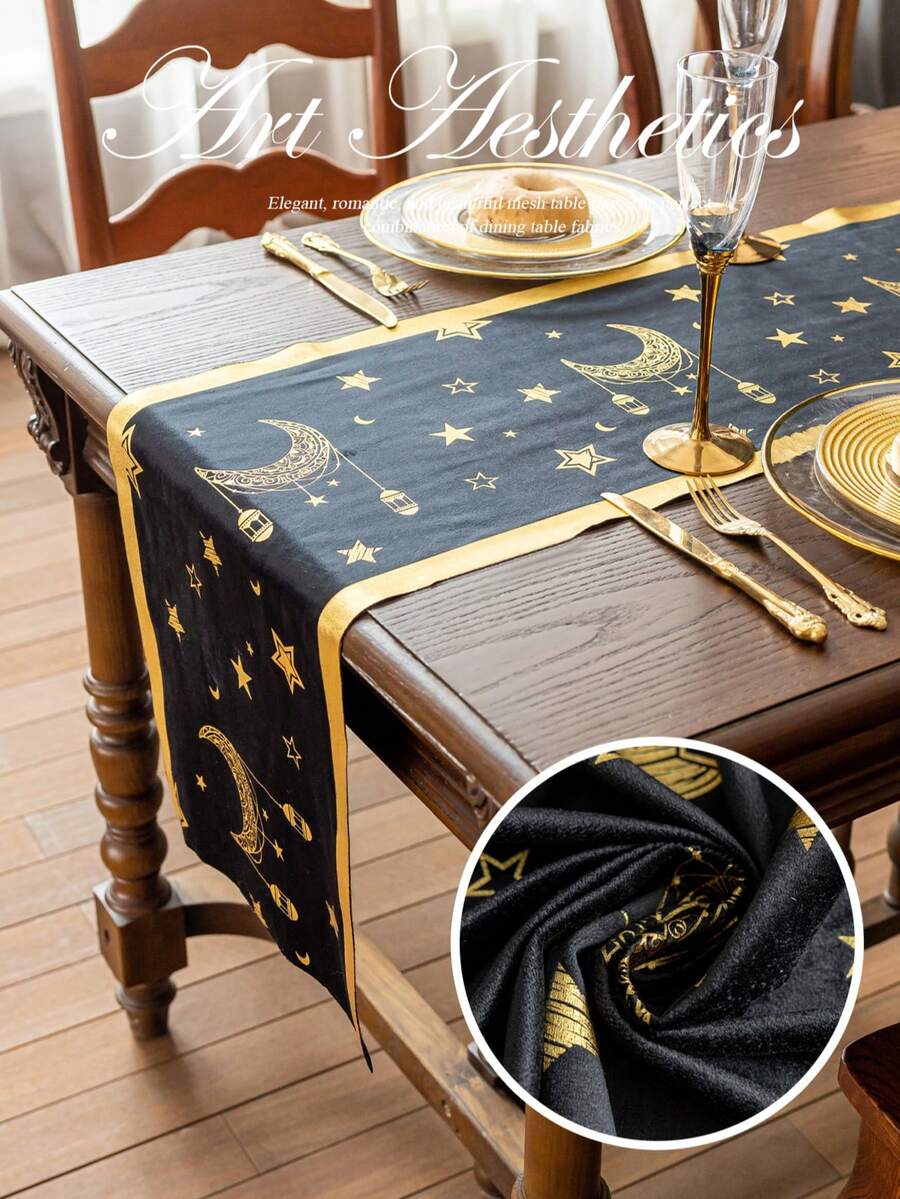 Goldene Glitzer-Tischdecke In 72x305 Cm + 6 Tischsets Aus Goldfolie – Luxus-Look Für Deine Party