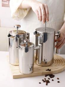 1 pièce Cafetière à piston en acier inoxydable 304 argent de 350/800/1000 ml, théière multifonction pour usage domestique, mousseur à lait, résistant à la chaleur et incassable, pot en acier inoxydable 304 3-en-1 pour café filtre, infusion de thé, moussage de lait - Multicolore - Voir 11