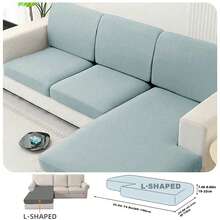 1pc Solid Color Silky Elastic Sofa Cushion Cover, Modern Minimalist Design, Suitable For All Seasons - Light Grey - View 16